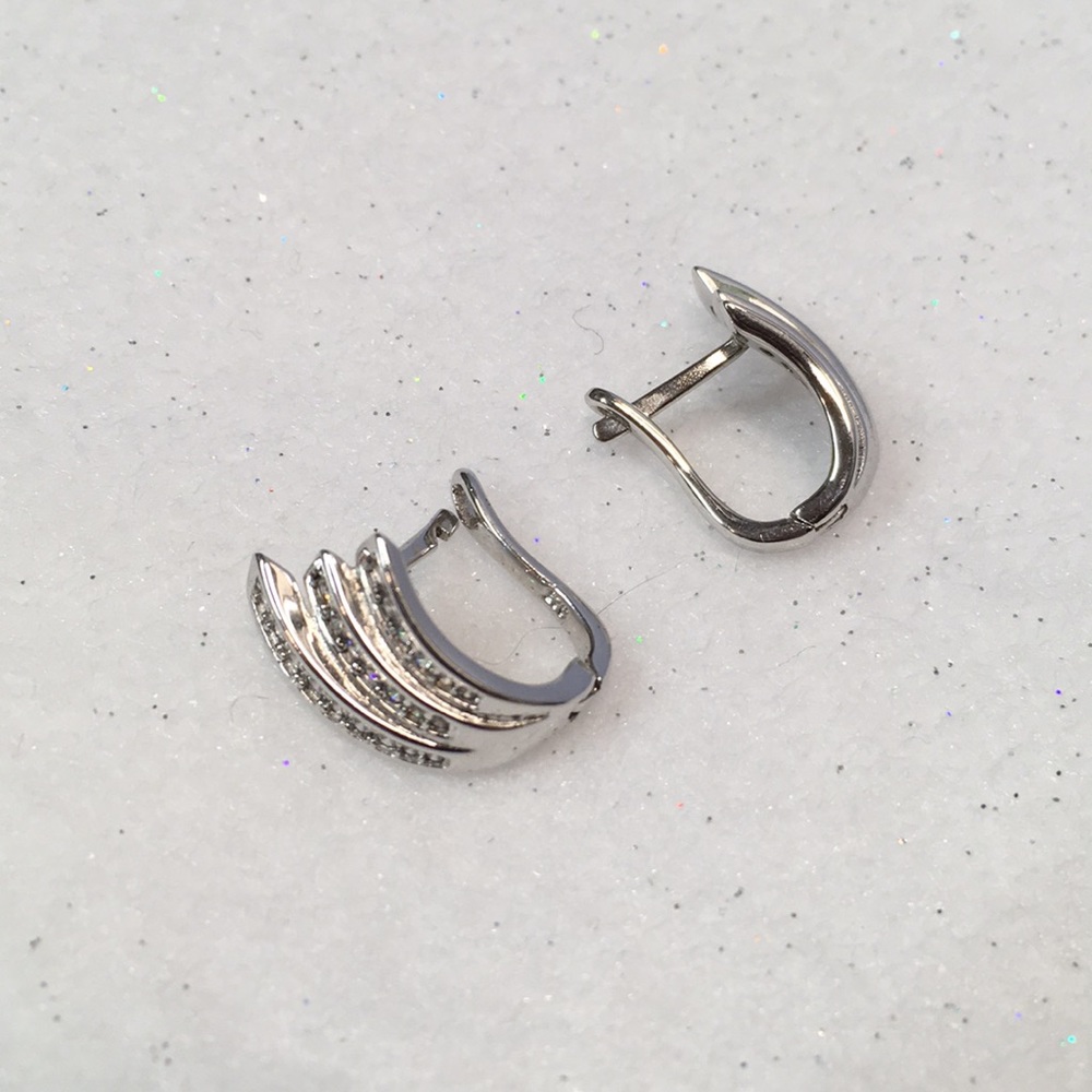 NEW Diamond Sterling Silver Earrings